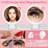 20X/1X Double-Sided Magnifying Makeup Mirror With Light Rechargeable Travel Makeup Mirror With 3 Colors Dimmable Brightness Adjustable Stand Vanity Ta
