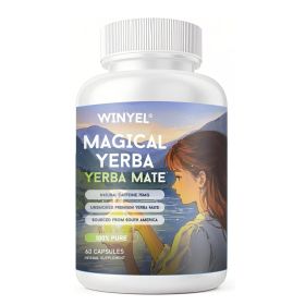 WINYEL Yerba Mate Capsules  75mg Natural Caffeine Per Capsule  Natural Plant-Based Energy & Focus Support  Supports Mental Clarity & Digestive Wellnes