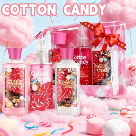 3-Piece Cotton Candy Bath & Body Care Travel Set, Home Spa Gift Set Includes Body Lotion, Shower Gel, And Fragrance Mist, Personal Body Care Travel Se