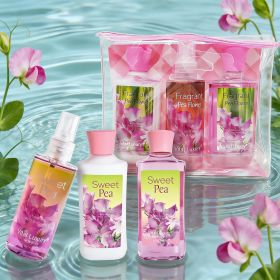 3-piece Bath & Body Care Travel Set Pea Flower Scent Home Spa Set With Body Lotion, Shower Gel And Fragrance Mist