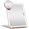 Folding Travel Makeup Mirror With 10X Magnifying Mirror 3 Color LED Lights Dimmable Brightness Rechargeable Battery Tabletop Portable Cosmetic Mirror
