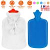 2L Hot Water Bottle w/ Plush Cover Classic Natural Rubber Hot Water Bag Feet Warmer For Pain Relief Hot Compress Heat Therapy Warm Neck Shoulders