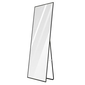Full Length Mirror 63x18.9in Aluminum Alloy Wall Mirror Free Standing Floor Mirror Hanging Leaning Against Wall for Dressing Bedroom Living Room (Option: Mirror50160CMBlack)