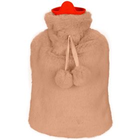 2L Hot Water Bottle w/ Plush Cover Classic Natural Rubber Hot Water Bag Feet Warmer For Pain Relief Hot Compress Heat Therapy Warm Neck Shoulders (Option: Brown)