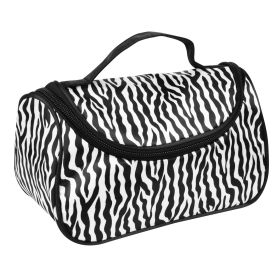 Travel Makeup Bag Portable Cosmetic Organizer with Cosmetic Mirror Waterproof Toiletry Wash Bag for Women (Option: Zebra)