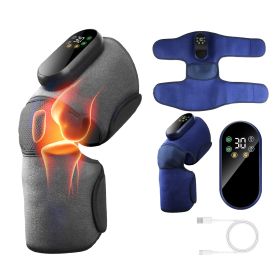 Cordless Knee Massager Heated Knee Brace Wrap Electric Knee Heating Pad with 5-Level Heating 3-Level Vibration 3-Mode & 3-Level Air Compression (Option: Grey)