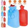 2L Hot Water Bottle w/ Plush Cover Classic Natural Rubber Hot Water Bag Feet Warmer For Pain Relief Hot Compress Heat Therapy Warm Neck Shoulders