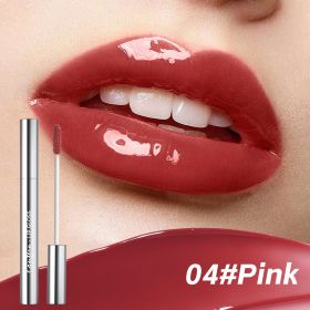 4 Colors Lip Gloss,Hydrating Lip Tint,Long Lasting Waterproof, High Shine Glossy Mirror Lip Stain, Long Lasting Moisturizing,Non Sticky, Romantic Lip (Option: 04 Pink)