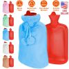 2L Hot Water Bottle w/ Plush Cover Classic Natural Rubber Hot Water Bag Feet Warmer For Pain Relief Hot Compress Heat Therapy Warm Neck Shoulders
