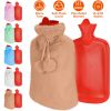 2L Hot Water Bottle w/ Plush Cover Classic Natural Rubber Hot Water Bag Feet Warmer For Pain Relief Hot Compress Heat Therapy Warm Neck Shoulders