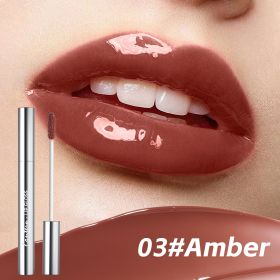 4 Colors Lip Gloss,Hydrating Lip Tint,Long Lasting Waterproof, High Shine Glossy Mirror Lip Stain, Long Lasting Moisturizing,Non Sticky, Romantic Lip (Option: 03 Amber)