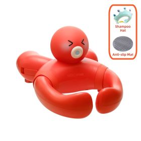 MiniJones Baby Bath Stand Suction Cup Wall-Mounted Adjustable Width Portable Standing Shower Holder (Option: Orange Set Cap Mat)
