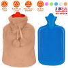 2L Hot Water Bottle w/ Plush Cover Classic Natural Rubber Hot Water Bag Feet Warmer For Pain Relief Hot Compress Heat Therapy Warm Neck Shoulders