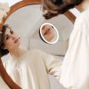 30X Magnifying Mirror With Light 3 Colors Dimmable Brightness Included Tweezer Scissor Travel Magnifying Makeup Mirror with Suction Cup 360° Adjusta