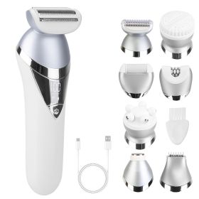 7 In 1 Electric Razor For Women Lady Hair Removal Epilators For Leg Face Arm Bikini Armpit Public Hairs IPX6 Wet And Dry Use Cordless Rechargeabl (Option: White)