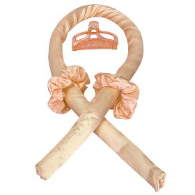 Heatless Curling Rod Headband Curling Ribbon Soft Hair Curlers Rollers Sleep Hair Styler Wave Formers with Hair Loops Clips for Long Medium Hair (Option: Gold)