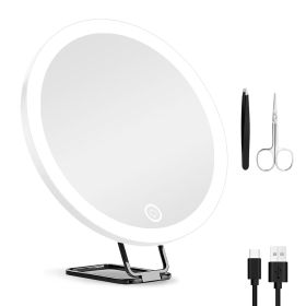 30X Magnifying Mirror With Light 3 Colors Dimmable Brightness Included Tweezer Scissor Travel Magnifying Makeup Mirror with Suction Cup 360° Adjusta (Option: MagnifyingMirrorWhite)
