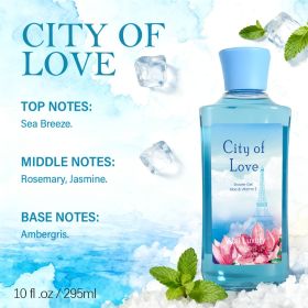 12 Scents,9.98 Oz. Unisex Shower Gel,body Wash. Large Size, Gently Cleanses And Moisturizes, Enriched With Aloe Vera And Vitamin E. Floral, Fruity, An (Option: City Of Love)